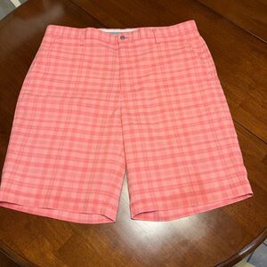 FootJoy Golf Shorts Men's Size 38 Pink Plaid Performance Lightweight Flat Front